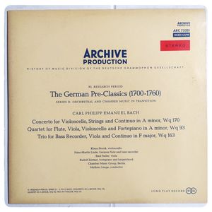 Concerto In A Minor, Wq 170 / Quartet In A Minor, Wq 93 / Trio In F Major, Wq 163 · Carl Philipp Emanuel Bach