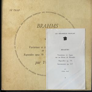 Variations Et Fugue Sur Un Thème De Hændel  - Rapsodies Opus 79  -  Intermezzos Opus 117  · Johannes Brahms